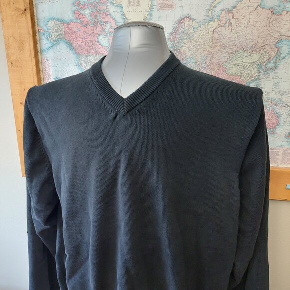 Ben Hogan Black V-Neck Long Sleeve Cotton Blend Sweater Men's Size X-Large - Picture 2 of 12